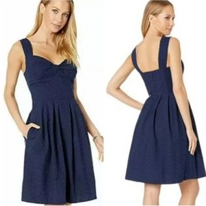 Lilly Pulitzer Cyndi Fish Eyelet Navy Blue Strap Dress Size 00
